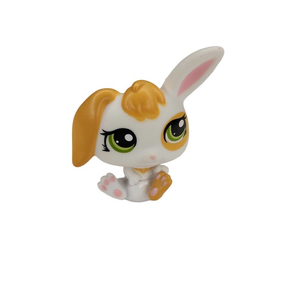 Littlest Pet Shop LPS #1417 Yellow And White Long Ear Bunny Green Eyes Hasbro - Picture 1 of 4